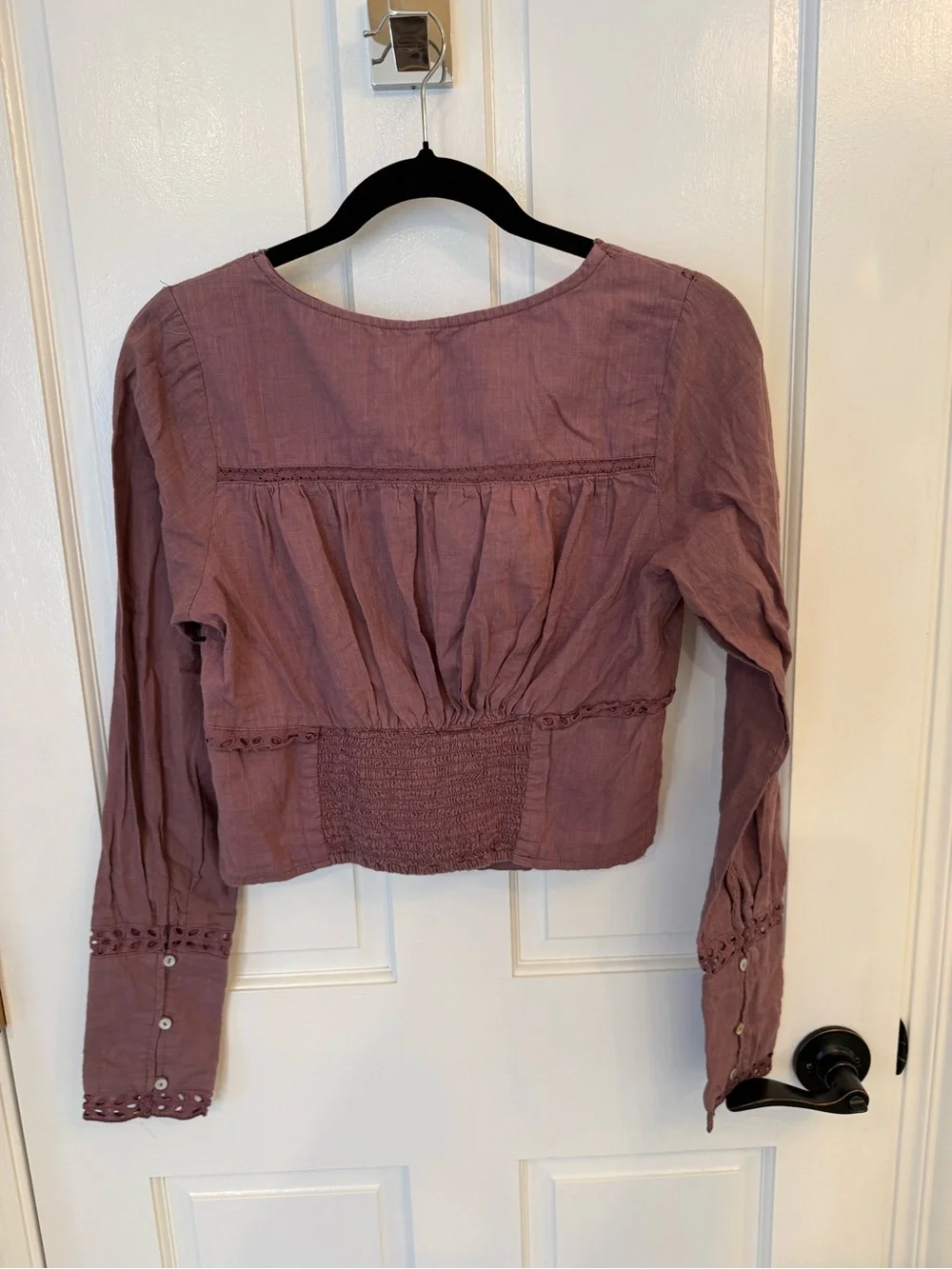 Free People Joi Eyelet Cropped Blouse